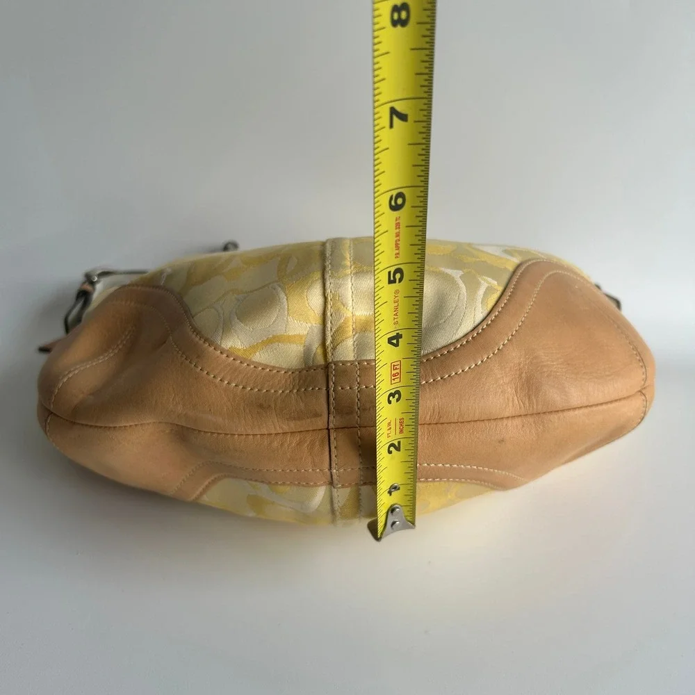 Coach Soho Optic Signature C Yellow Canvas Leather Hobo Bag 1851 Good